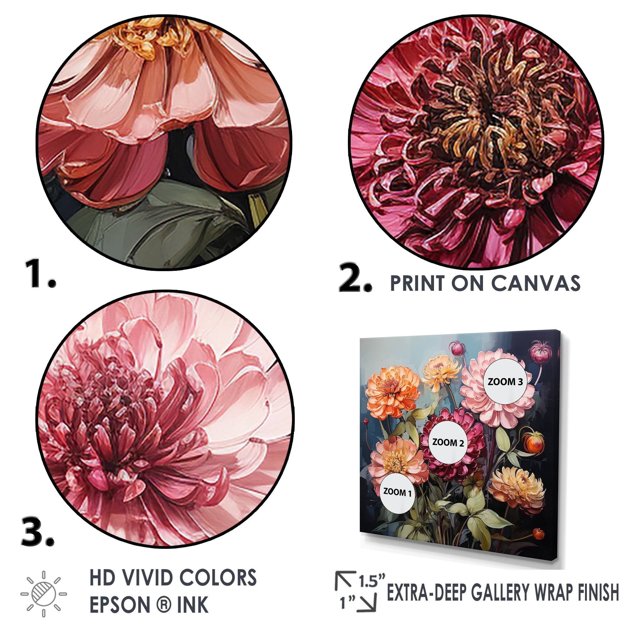 Designart "Bold Zinnias Flowers I" Zinnias Wall Art Bed Bath & Beyond